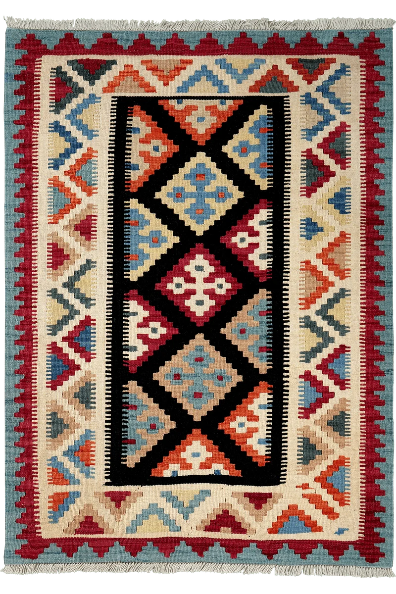 Kelim Gashgai · Handgewebt – Schwarz, 146x103 cm