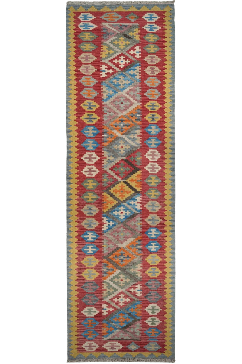 Kelim Gashgai · Handgewebt – Bunt, 303x89 cm