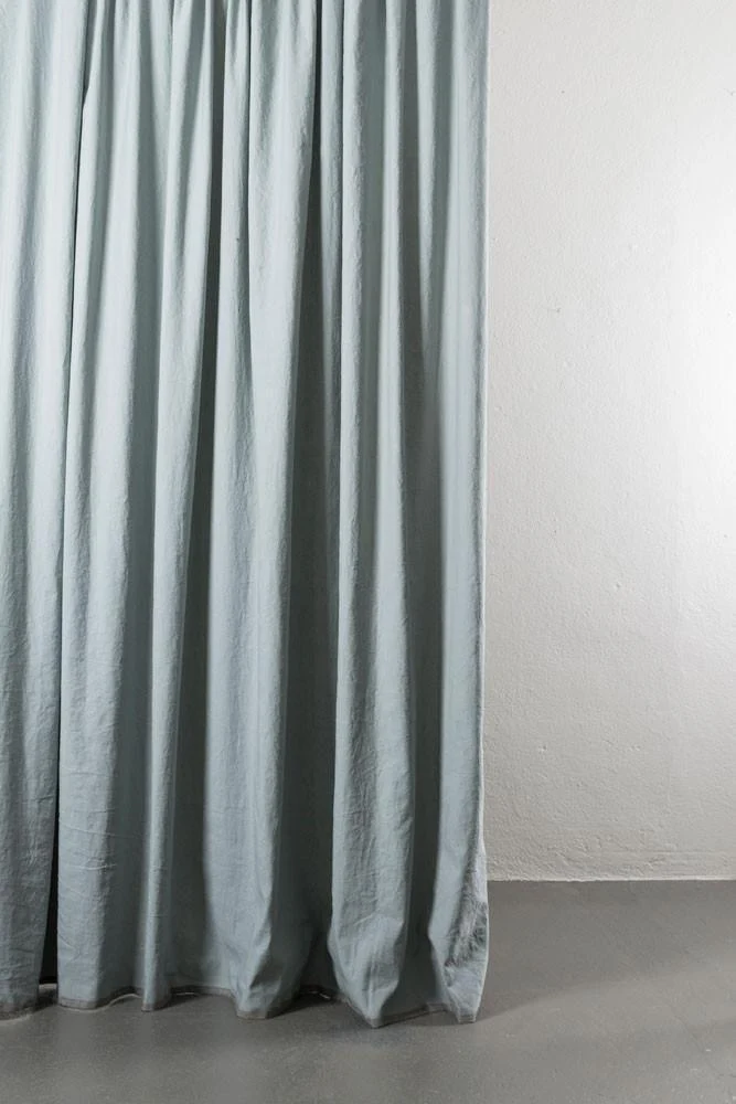 Cotton & Linen Curtains "Belize" in Light Blue & Grey Colors
