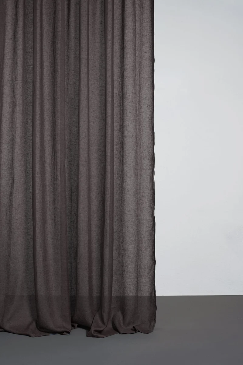 Linen Curtains in Dark Brown Color - 1634