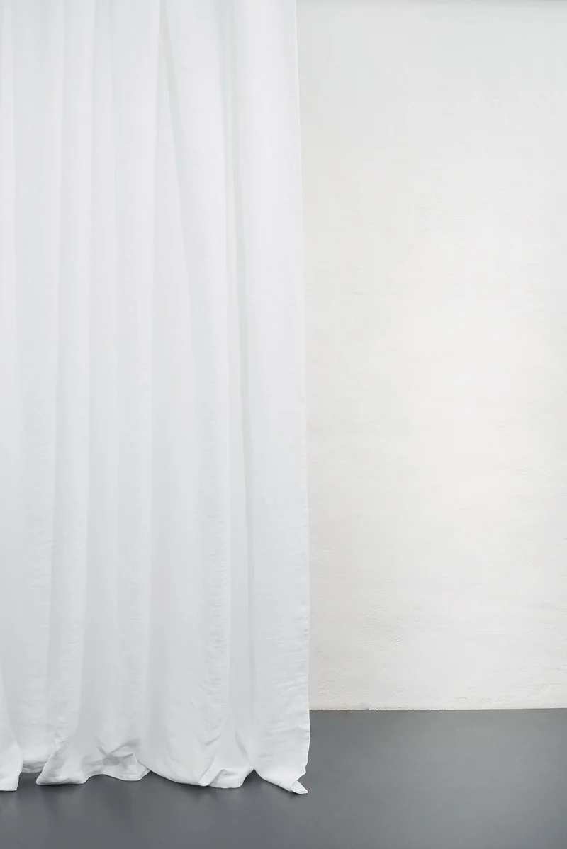 Linen Curtains Panama Weave in White Color