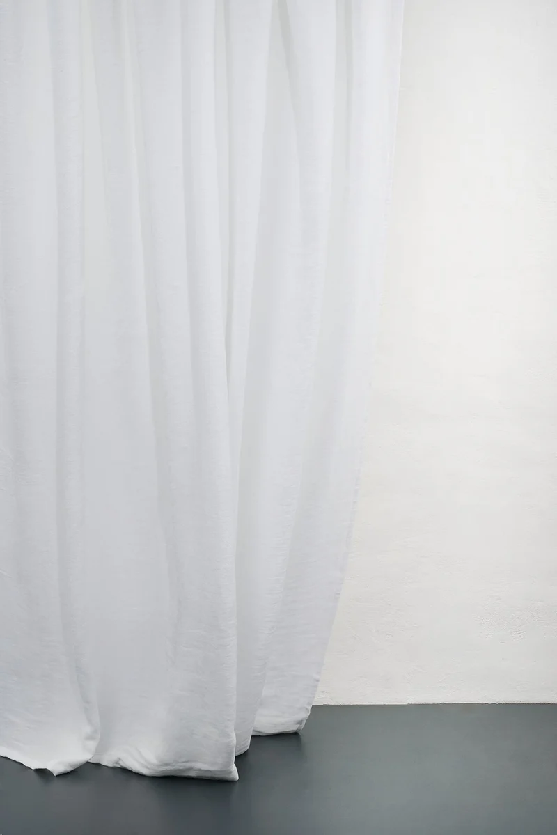 Linen Curtains Panama Weave in White Color