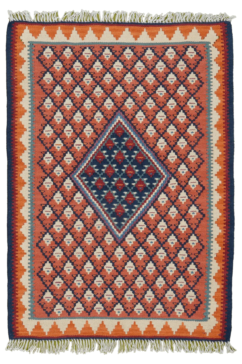 Kelim Senneh · Handgewebt – Rot, 87x62 cm