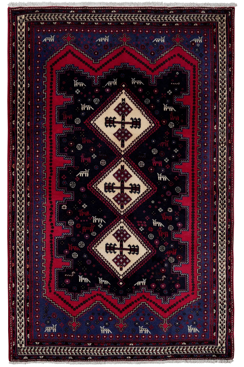 Afshar · Handgeknüpft – Blau, 208x134 cm