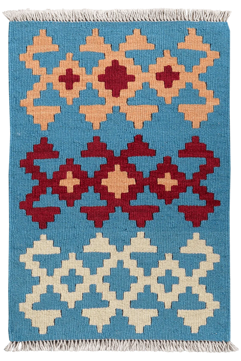 Kelim Gashgai · Handgewebt – Blau, 62x42 cm