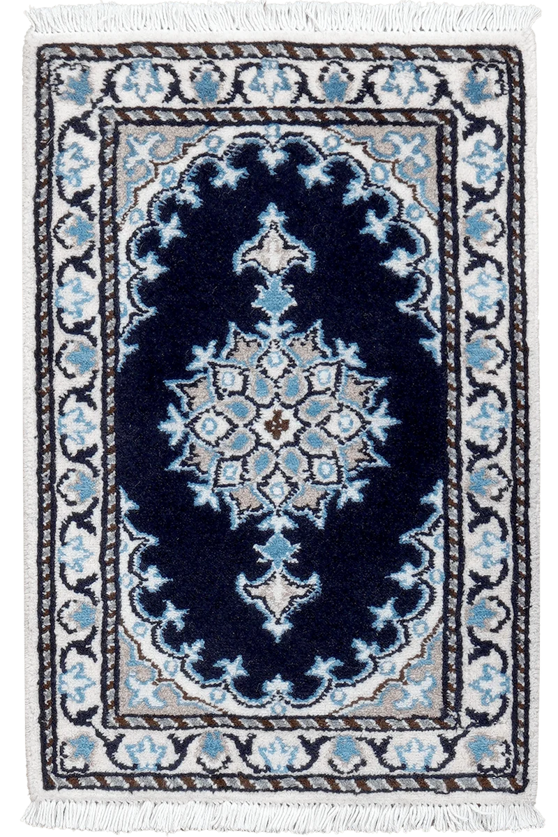 Nain 12La · Handgeknüpft – Blau, 62x40 cm