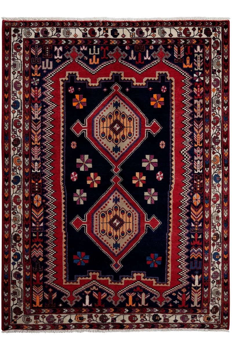 Afshar · Handgeknüpft – Blau, 199x144 cm