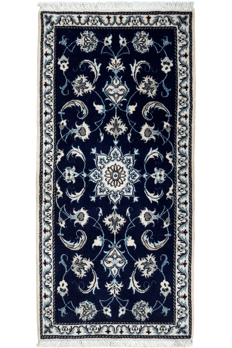 Nain 12La · Handgeknüpft – Blau, 140x68 cm