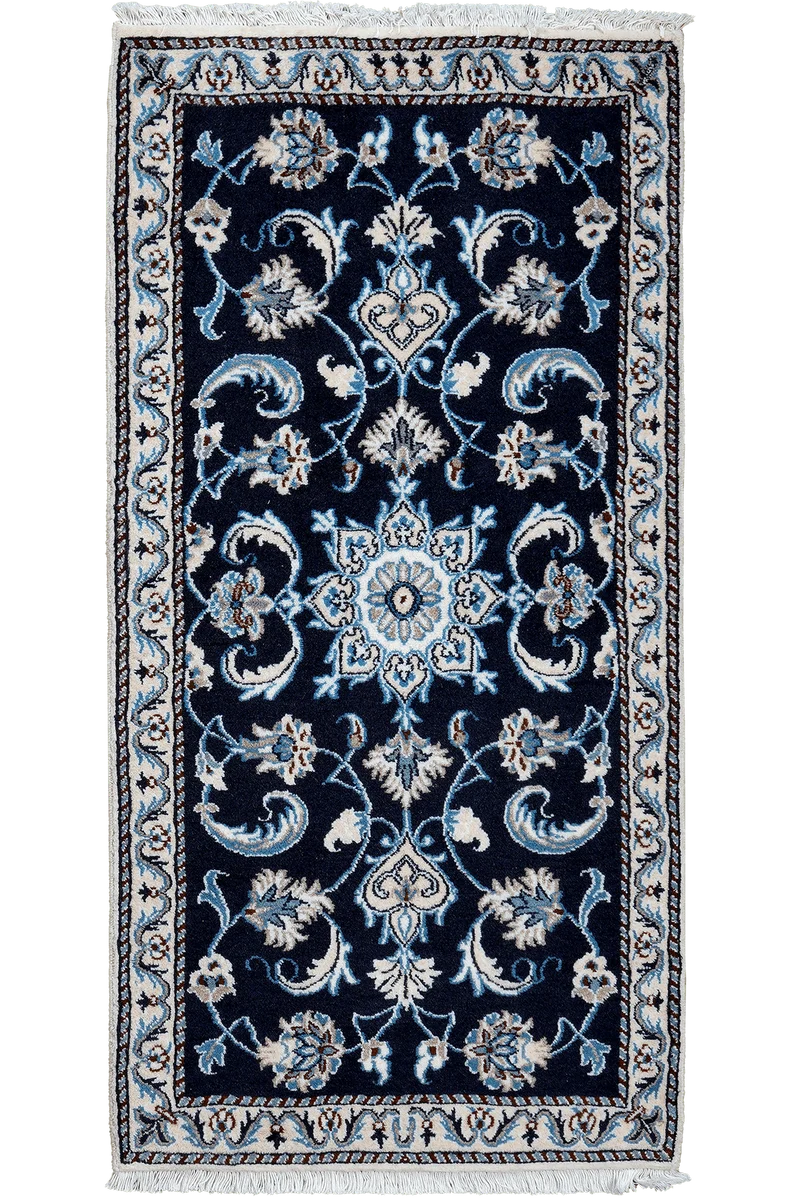 Nain 12La · Handgeknüpft – Blau, 135x68 cm