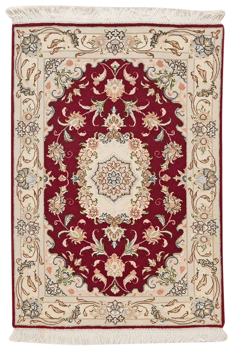 Tabriz 50 Raj · Handgeknüpft – Rot, 93x62 cm