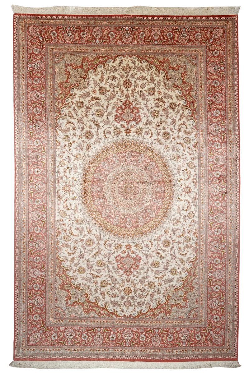 Ghoum Seide · Handgeknüpft – Beige, 305x198 cm