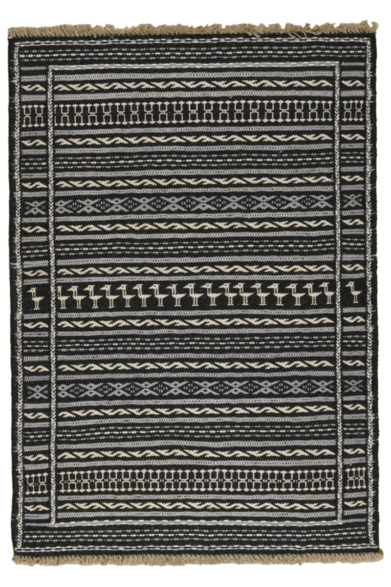 Kelim Kordi · Handgewebt – Schwarz, 121x84 cm