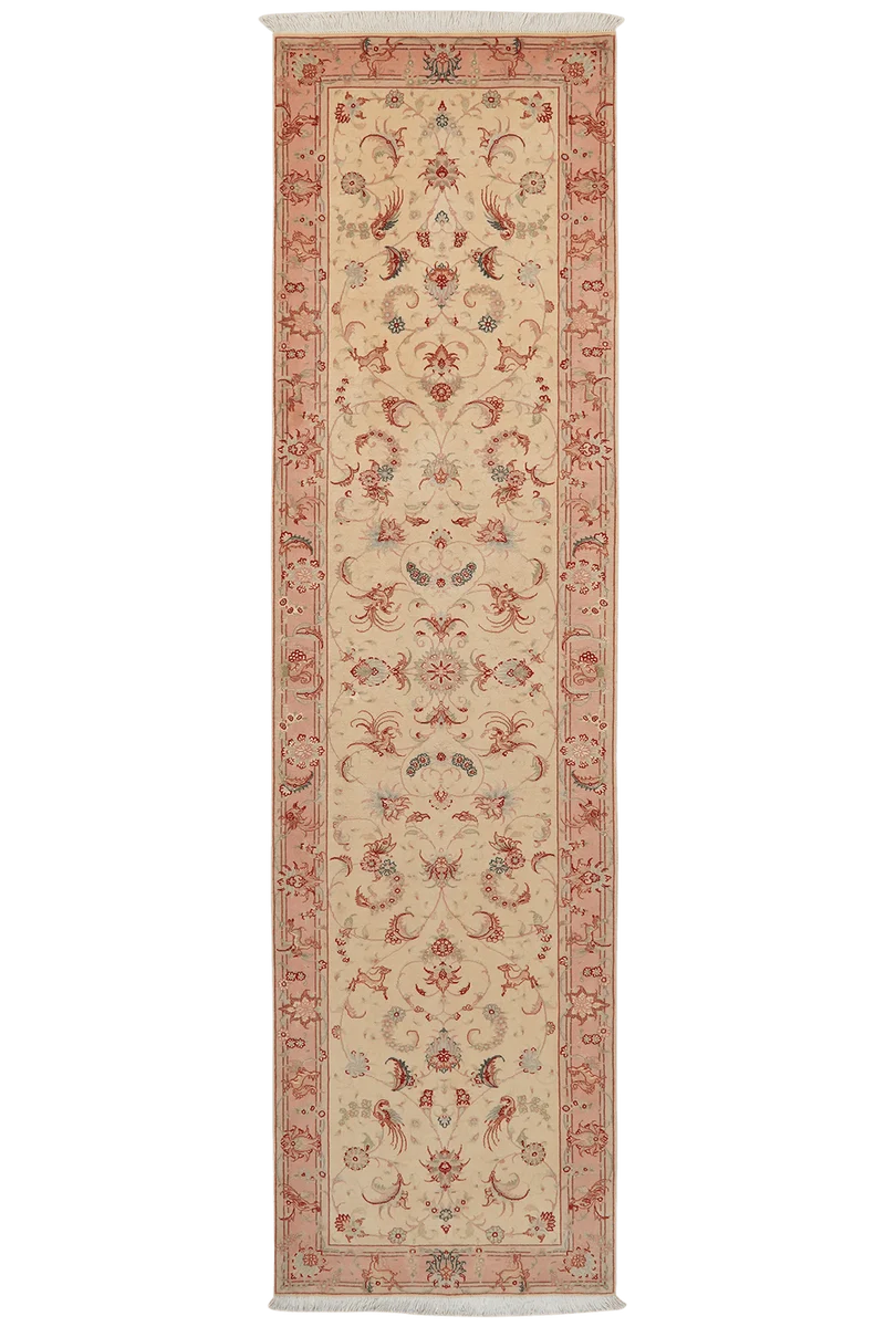 Tabriz 50 Raj · Handgeknüpft – Beige, 298x80 cm