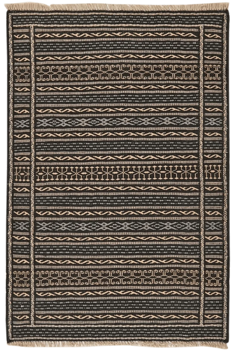 Kelim Kordi · Handgewebt – Schwarz, 122x82 cm
