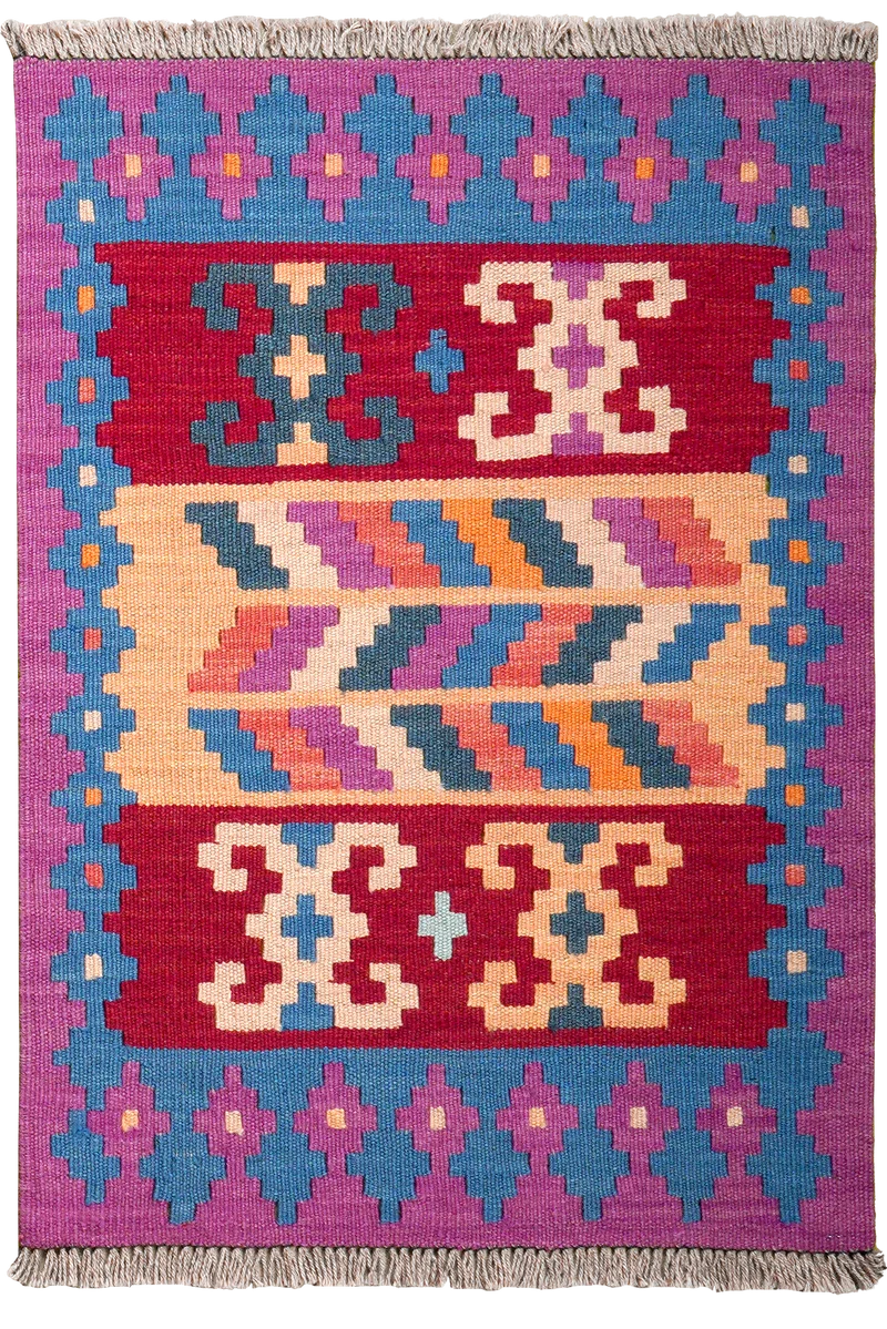 Kelim Gashgai · Handgewebt – Violett, 88x63 cm