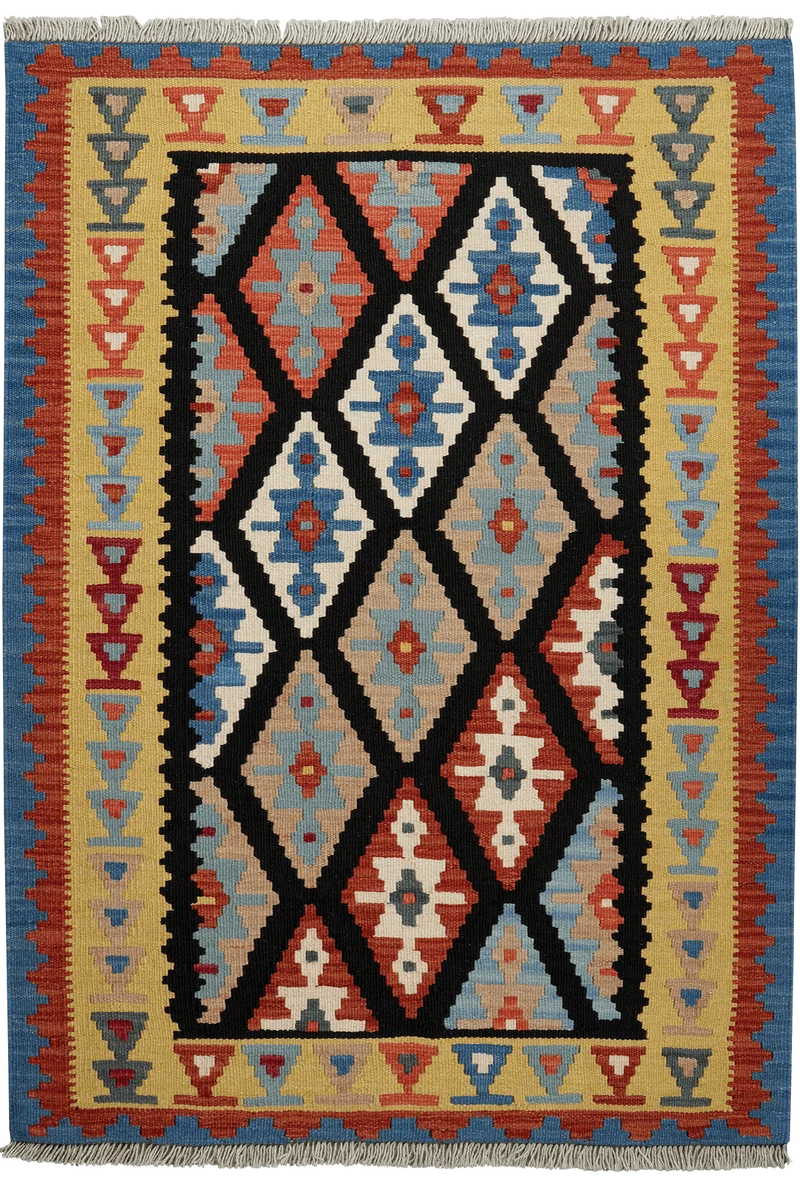 Kelim Gashgai · Handgewebt – Schwarz, 148x105 cm