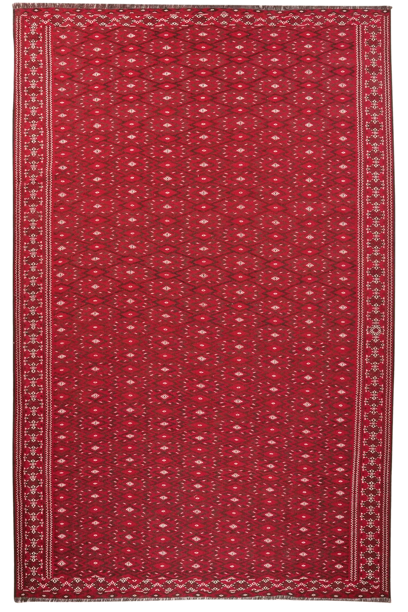 Kelim Turkman · Handgewebt – Rot, 345x220 cm