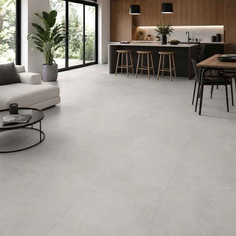 Klick Vinyl Fliesenoptik XL Light Beton mit Trittschall