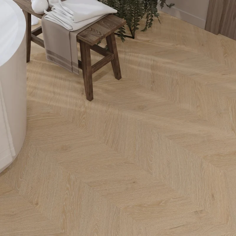 Klick Vinyl Eiche Natural hell Chevron mit Trittschall