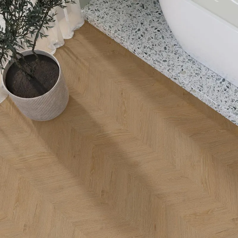 Klick Vinyl Eiche Smoked Natural – Chevron-Verlegung