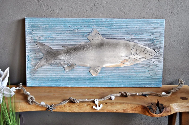 Leinwandbild Metallfisch Fisch auf 40 x 80 cm