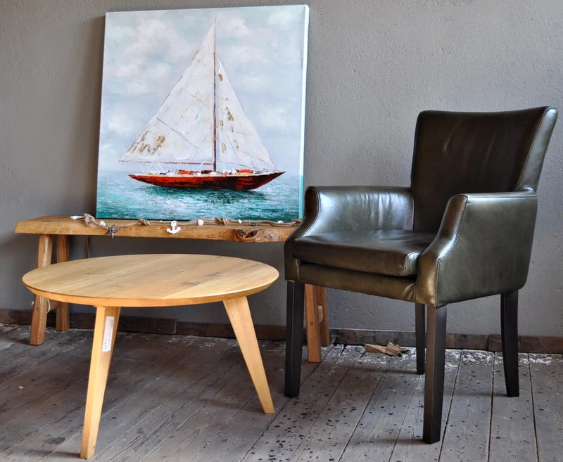 Leinwand Segelboot in Rot mit Blattmetall 80 x 80 cm