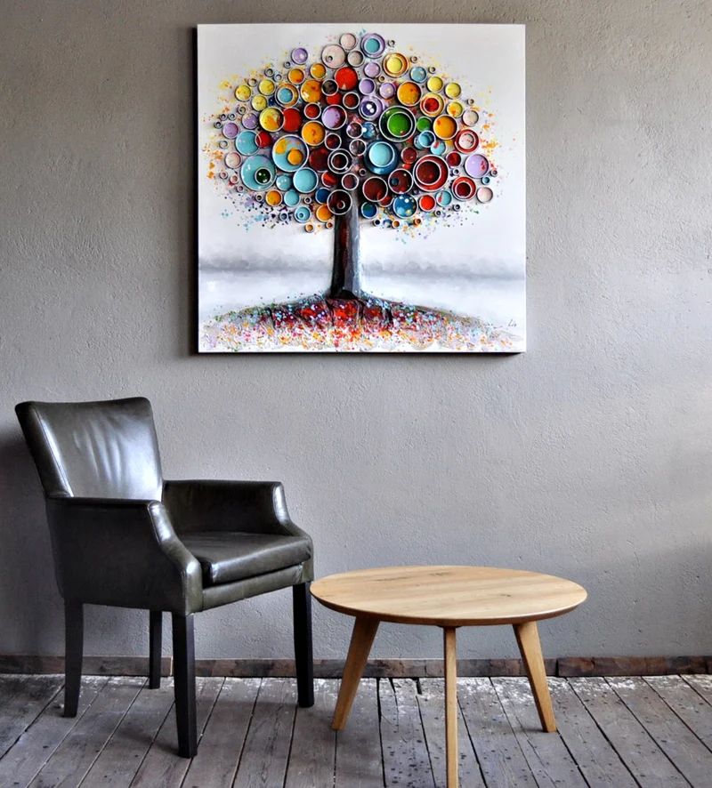 Leinwand Baum bunt 100 x 100 cm