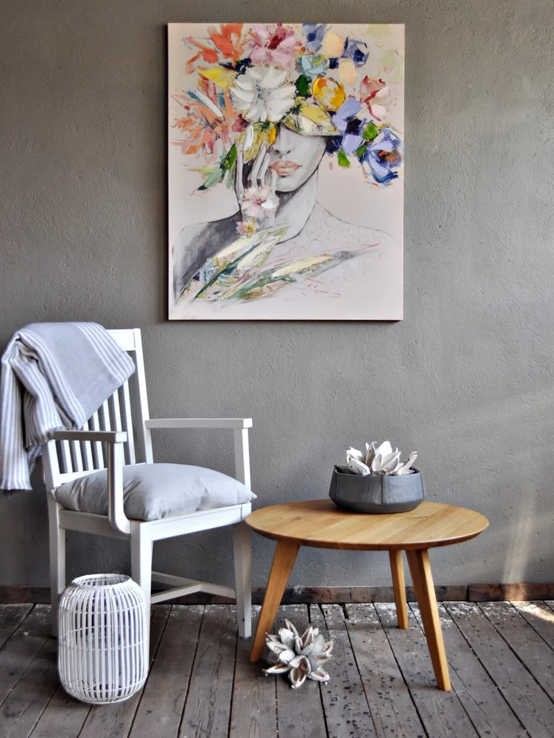 Leinwandbild "Frau Schönheit mit Blumenhut" 80 x 100 cm