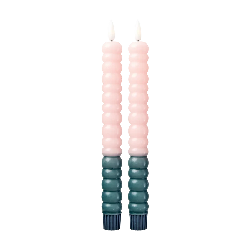 Grünes Soft Pink Bubble LED-Kerzen-Set im 2er-Pack