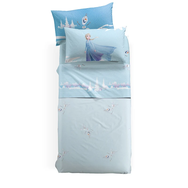 Completo Lenzuola in Cotone Frozen Inverno Cartoons Ragazza