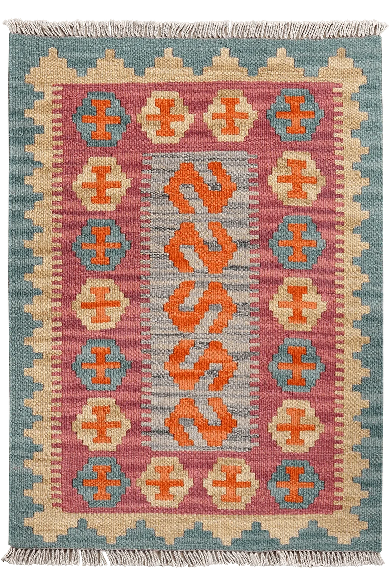 Kelim Gashgai · Handgewebt – Rosa, 90x65 cm