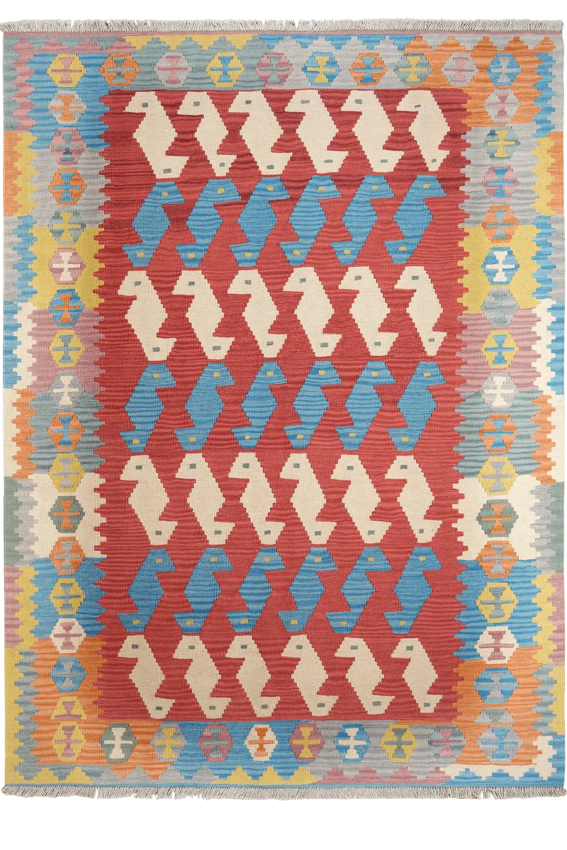 Kelim Gashgai · Handgewebt – Rot, 236x174 cm
