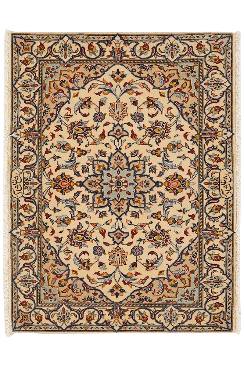 Kashan · Handgeknüpft – Beige, 75x101 cm