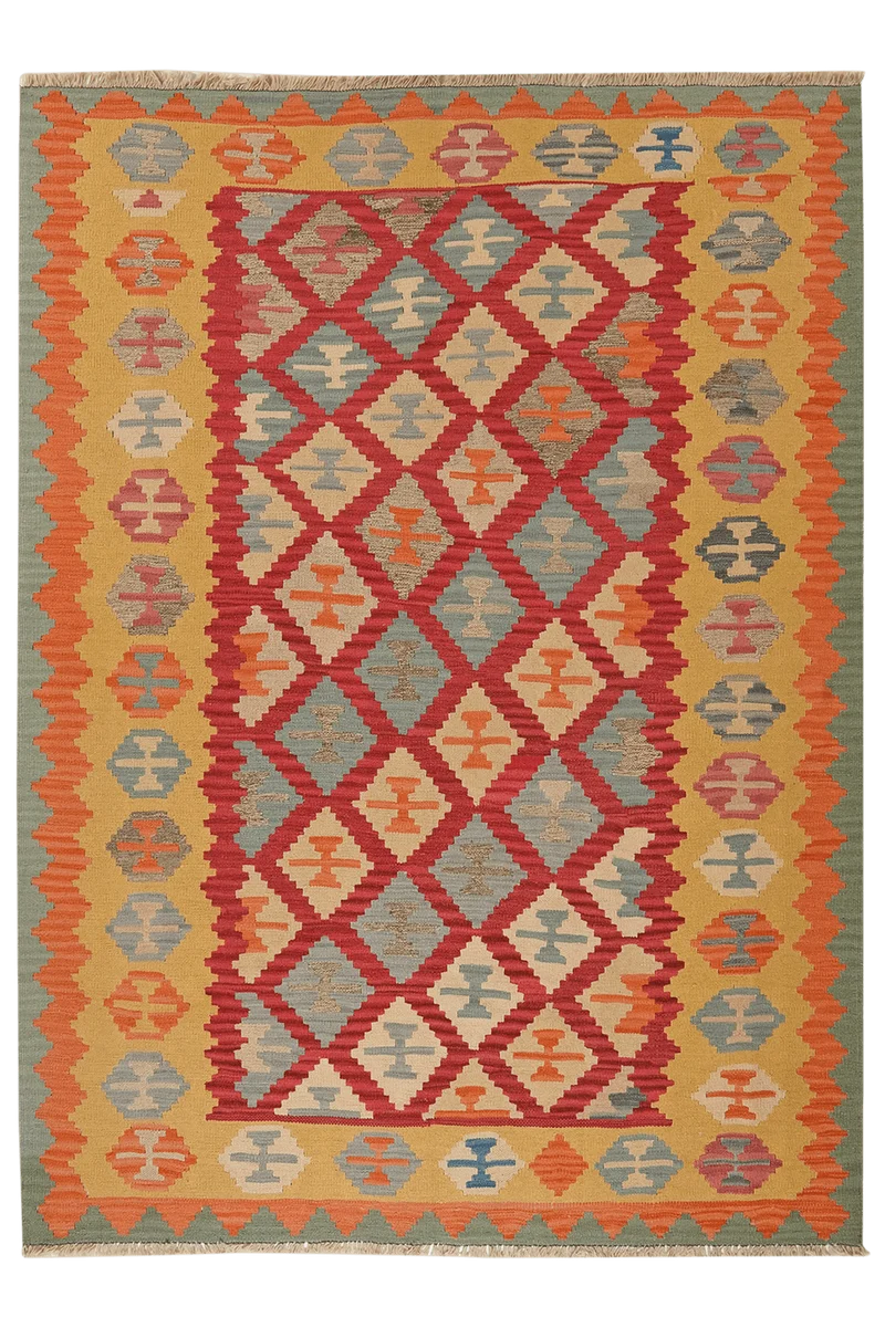Kelim Gashgai · Handgewebt – Rot, 235x172 cm
