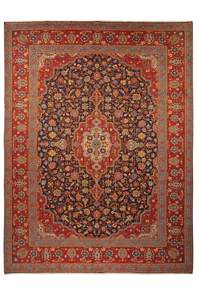 Kashan · Handgeknüpft – Blau, 393x298 cm
