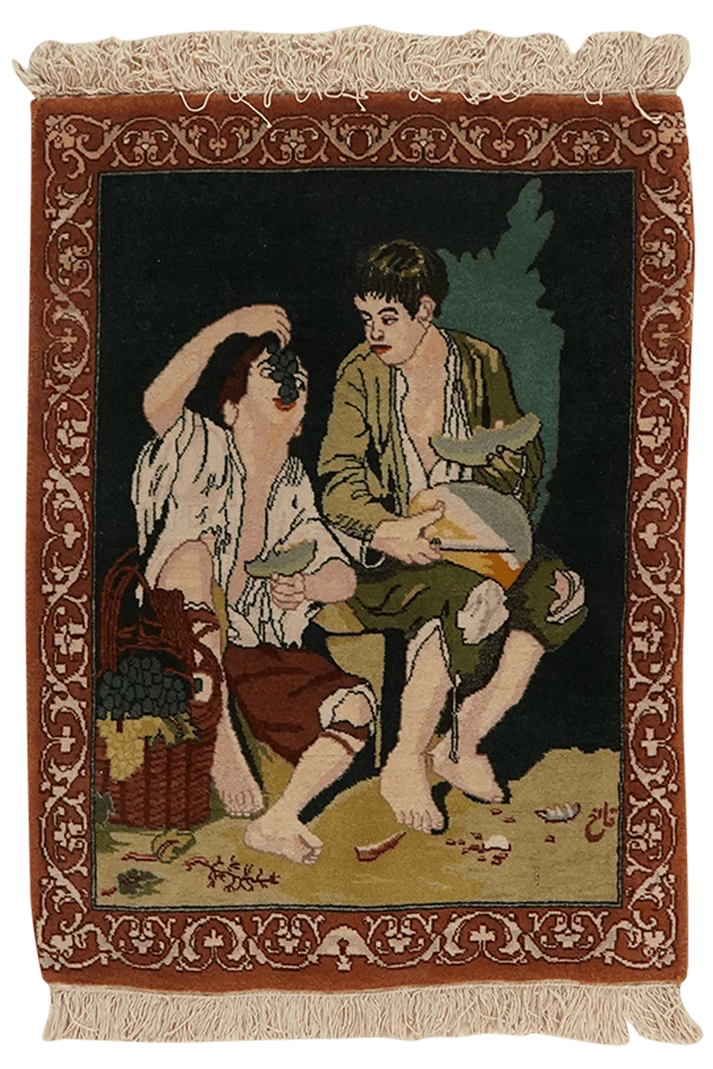 Tabriz Graphic · Handgeknüpft – Grün, 66x52 cm