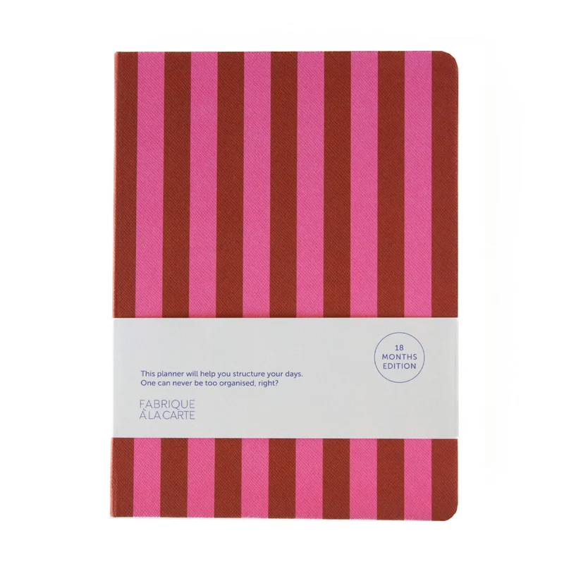 Terminplaner 2026/2027, 18 Monate, Stripes pink