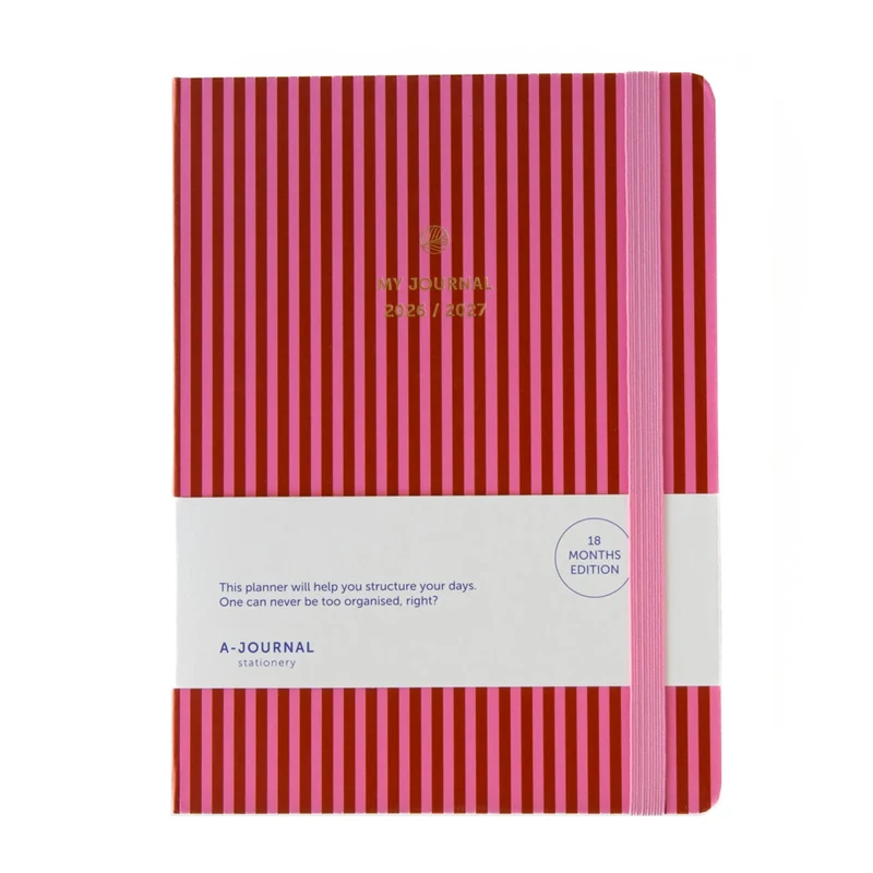 Terminplaner 2026/2027, 18 Monate, Stripes Rosa