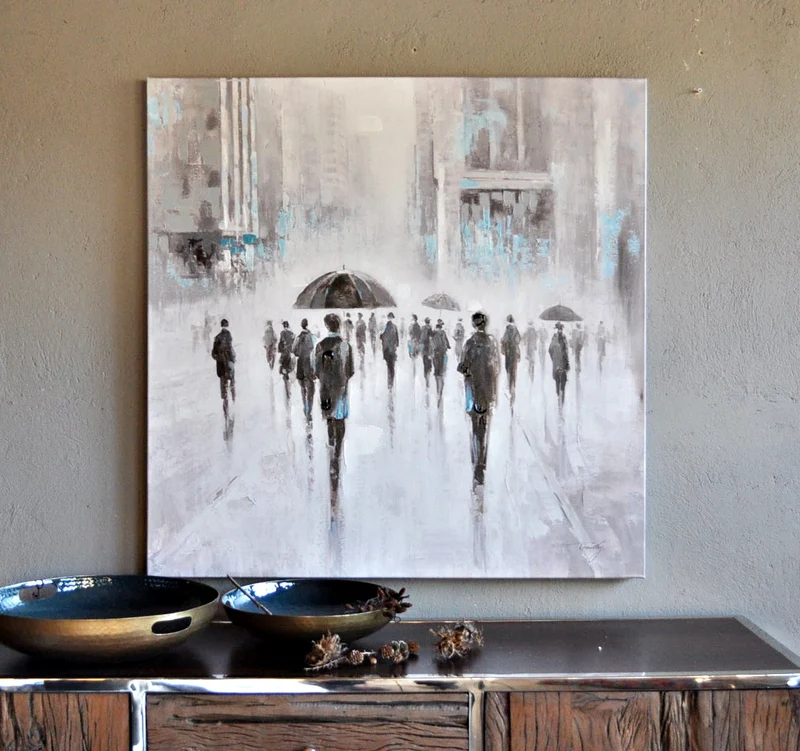 Leinwandbild " Leute auf der Straße" 100 x100 cm