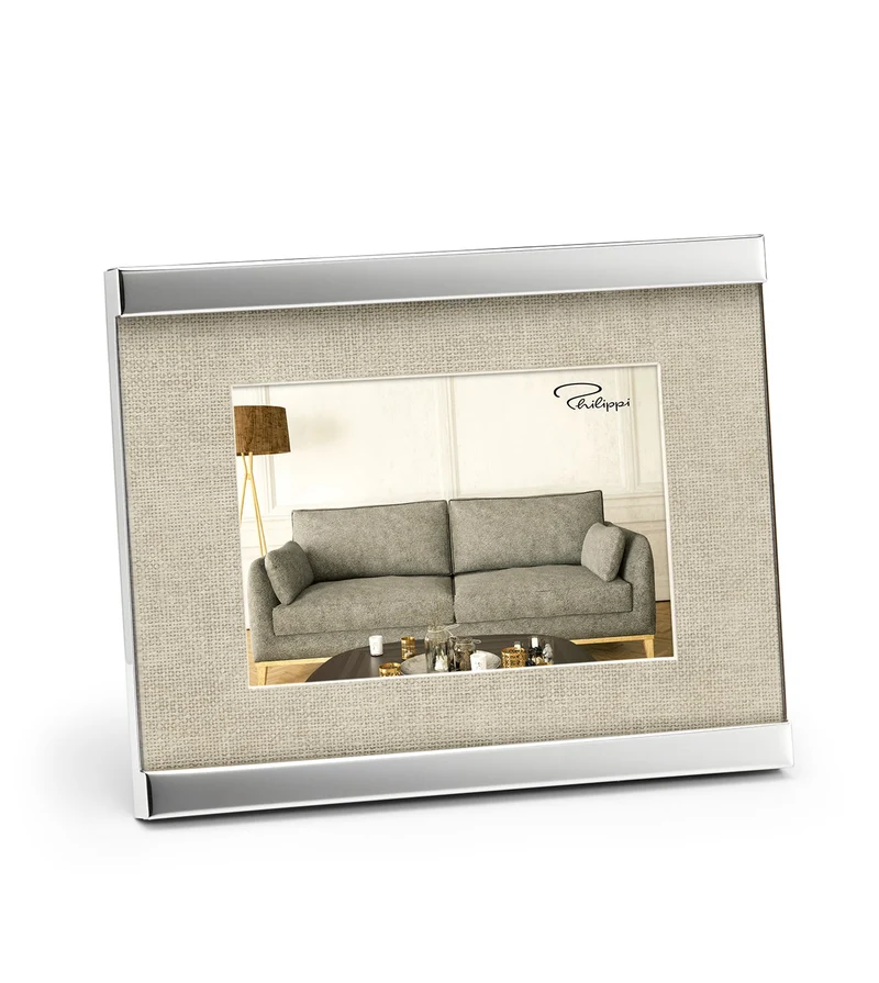 HOME Bilderrahmen von Philippi 10 x15 cm Rahmen Nickel, hochglanzpoliert, Leinenpassepartout
