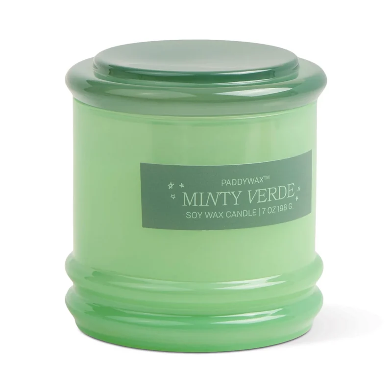 STACK Kerze aus grünem & dunkelgrünem Glas mit Minzduft "Minty Verde"