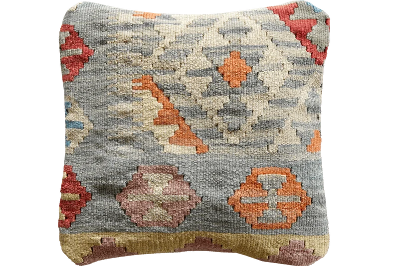 Kelim Kissen · Handgefertigt – Bunt, 40x40 cm