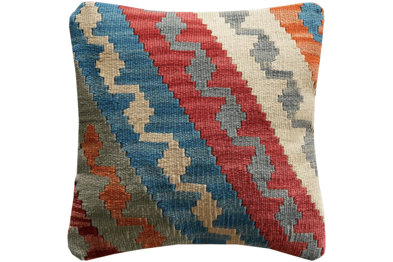 Kelim Kissen · Handgefertigt – Bunt, 40x40 cm