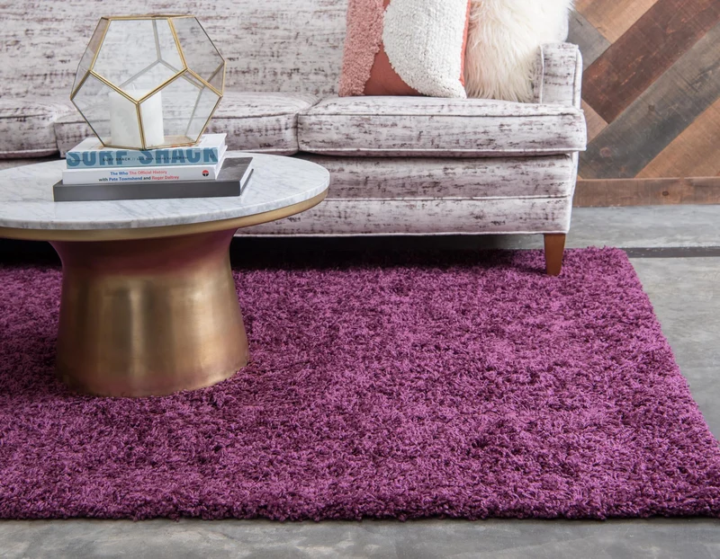 Teppich HIGH-FLOR Rechteckig Aubergine Lila diverse Größen