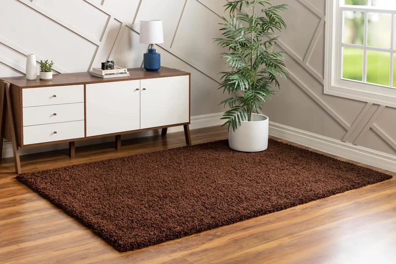 Teppich HIGH-FLOR Rechteckig Dunkelbraun diverse Größen