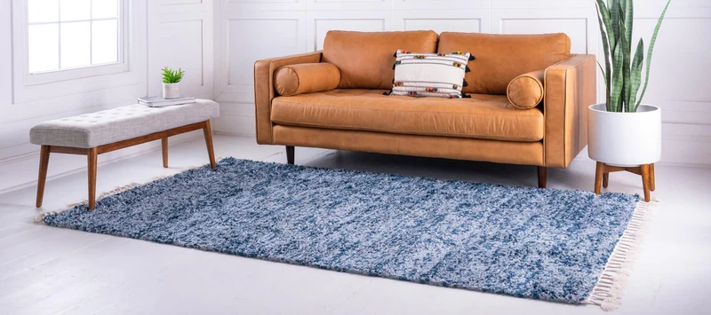 Teppich High Shaggy Rechteckig Blau verschiedene Größen