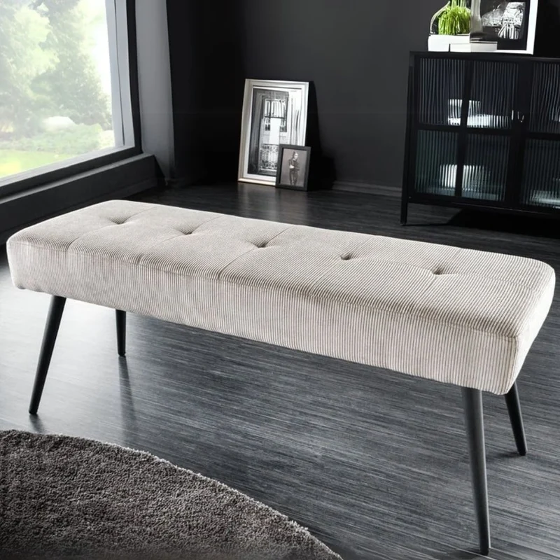 Moderne Sitzbank BELLE 100cm hell-grau Cord