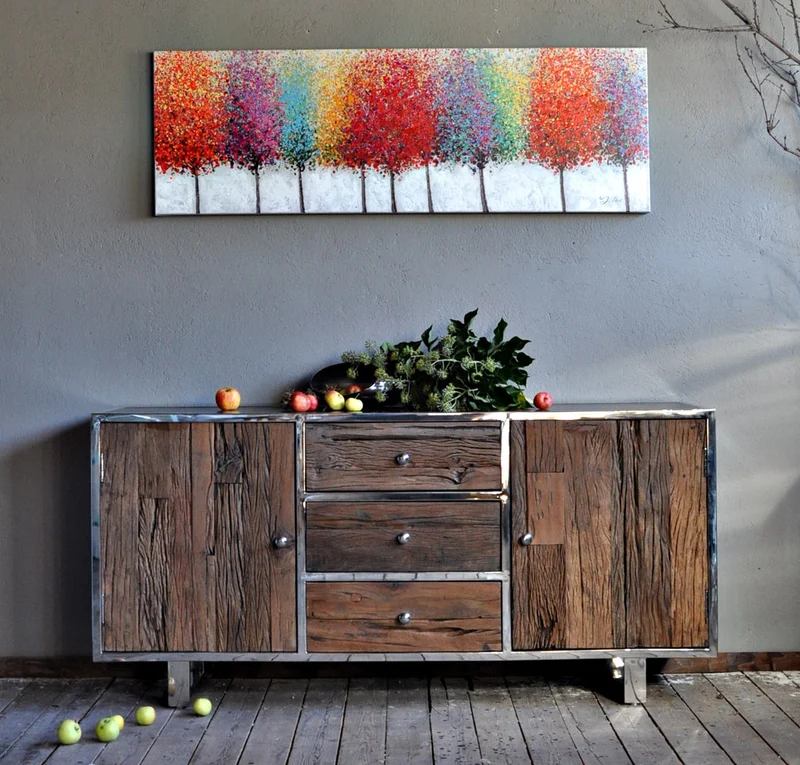 Leinwand Baum/Bäume - Herbstlaub im Oktober 150 x 50 cm
