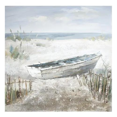 Leinwand "Boot am Strand" 100 cm x 100 cm