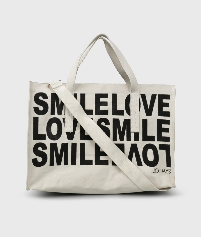 10DAYS AMSTERDAM Canvas Shopper Ecru